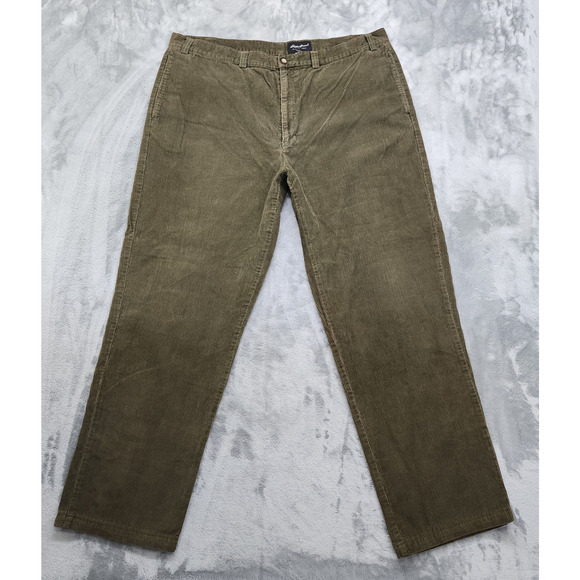 Eddie Bauer Pants Mens 44 TALL Green Corduroy Relaxed Soft Preppy Academia - Picture 1 of 11